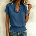 thumbnail image 6 of Women's V-Neck Short-Sleeve Waist-Cinching Casual Loose Summer Top, 6 of 8