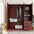 thumbnail image 3 of Better Home Product Violet Engineered Wood Wardrobe Armoire Closet in Mahogany, 3 of 8