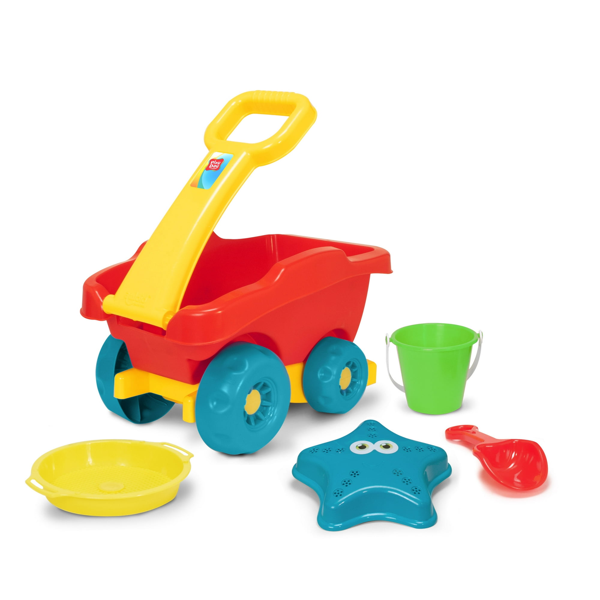 Play Day Plastic Toy Wagon 5-Piece Sand Play Set, Multicolor