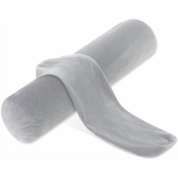 2 Pack Neck Roll Pillowcases, 17x4 Inch Cylindrical Pillowcases with Zipper for Home Decor (Grey)