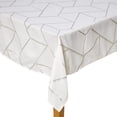 thumbnail image 2 of Violet Linen Swiss Modern Geometric Pattern, Polyester Embroidered, White, 70 Inch by 144 Inch, Seats 12 to 14 people, Rectangular Tablecloths, 2 of 8