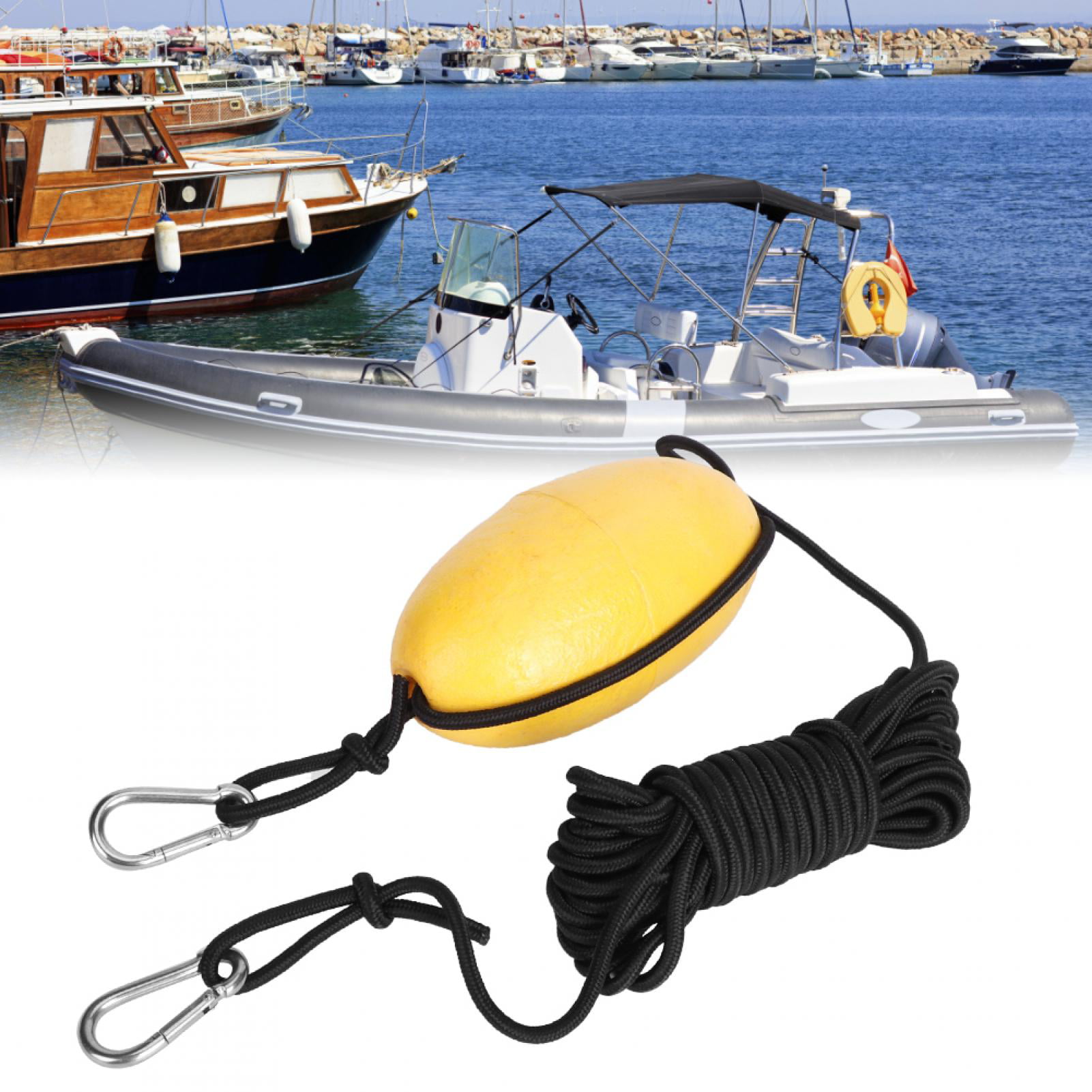 9.8m Fishing Drift Anchor Throw Line Sea Drogue Float Buoy for Boats Kayaks 