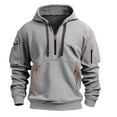 thumbnail image 2 of Mens Hoodies Pullover 2025 Fall Winter Long Sleeve Half Zipper Plain Hoodie with Pockets Hooded Sweatshirt, 2 of 3