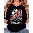 thumbnail image 1 of Camisetas divertidas para mujer, con estampado de animales, manga corta, cuello redondo, para verano, casual, holgadas, ligerasWomen'S T-Shirt, "2025 Flag Black Racing" Print, Retro Minimalist Fashi, 1 of 7