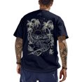 thumbnail image 4 of Mens Graphic T-shirts Short Sleeve Crewneck Tee Beach Vacation Print Loose Summer Beachwear Top Navy XXL, 4 of 7