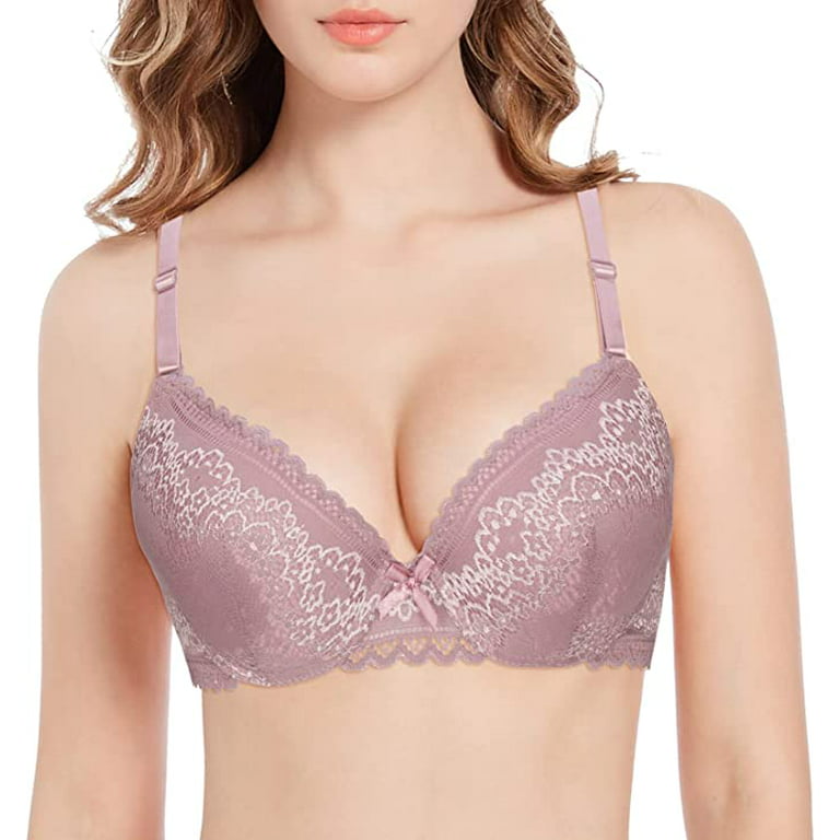 YIWEI Womens Push Up Padded Wire Free Bra Size 34 36 38 A B C Cup