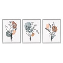 Stupell Industries Neutral Bohemian Herb Bunches Graphic Art Gray Framed Art Print Wall Art, Set of 3, Design by JJ Design House LLC