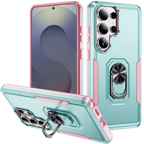 For Samsung s26 Ultra Tough Hybrid With Ring Stand Case - Teal/Pink