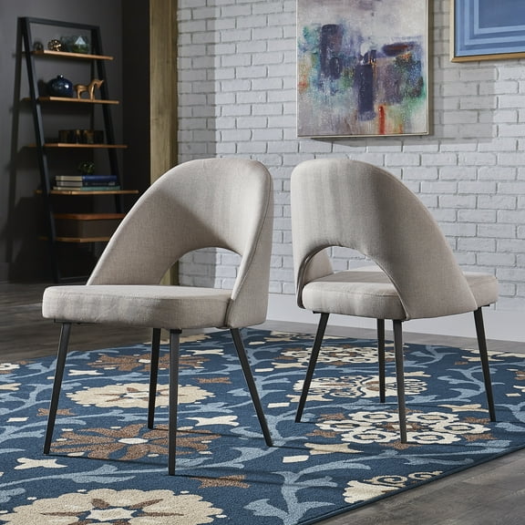 Weston Home Brando Upholstered Dining Chairs with Black Legs, Set of 2, Multiple ColorsBeige