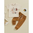 thumbnail image 2 of vera natura Baby Boy 1st Birthday Outfits Letter Print Short Sleeve T-Shirts Elastic Waist Long Pants 2Pcs Clothes Set, 2 of 9