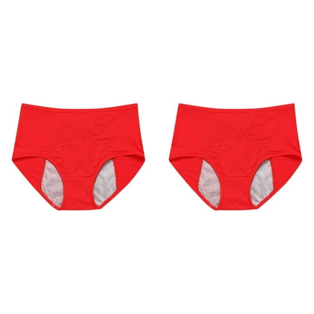 LWNYDPLSD 2 Pack High Waisted Underwear for Women Seamless Panties Bikini High Cut No Show Sexy Cheeky Leakproof Brief Bottoms Menstrual for Teens Girls Women Underwear