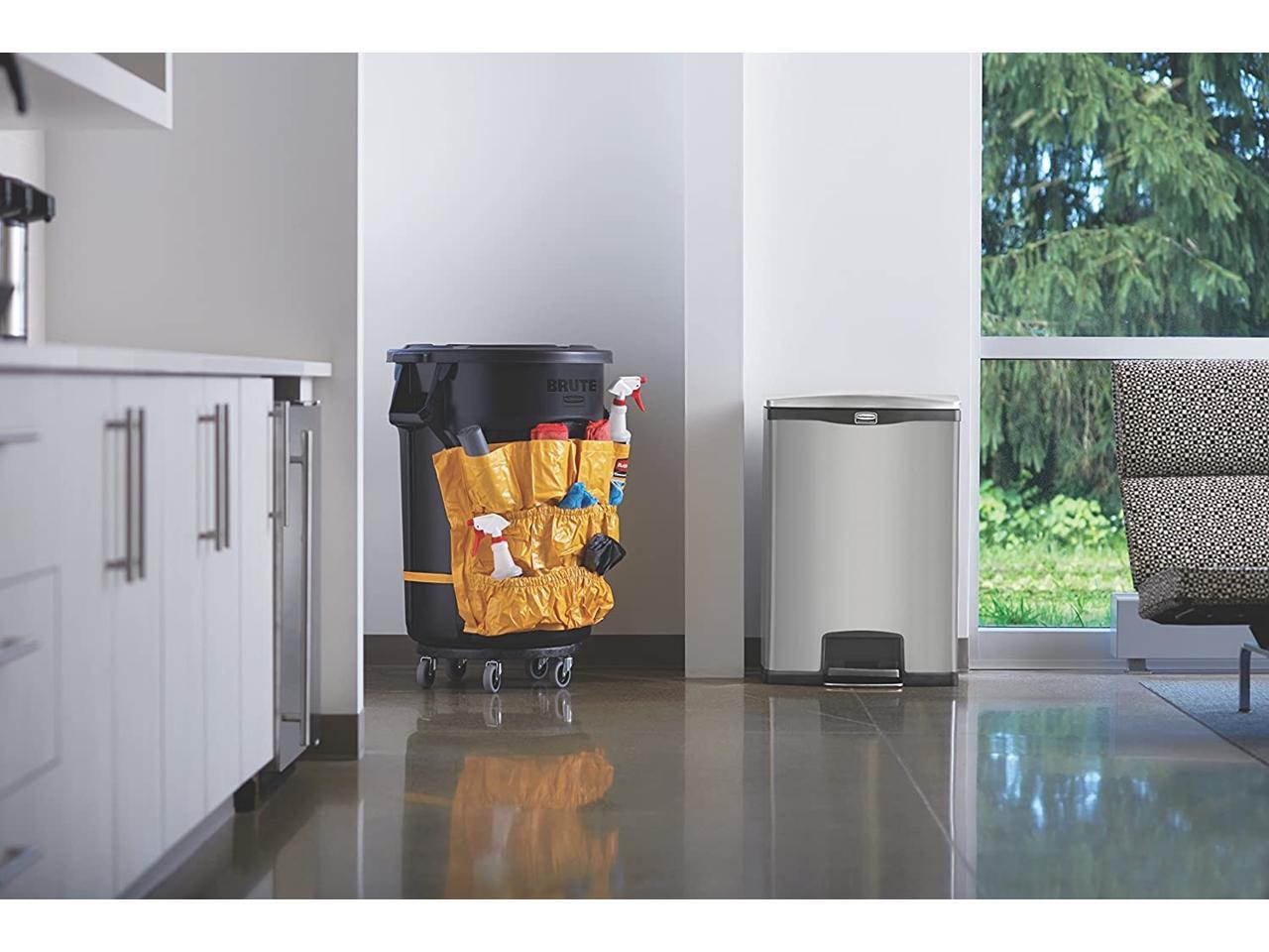 Rubbermaid Commercial Products Part # 1901999 - Rubbermaid Commercial  Products Slim Jim Step-On Black 24 Gal. Stainless Steel Front Step Trash Can  - Waste Containers & Trash Cans - Home Depot Pro