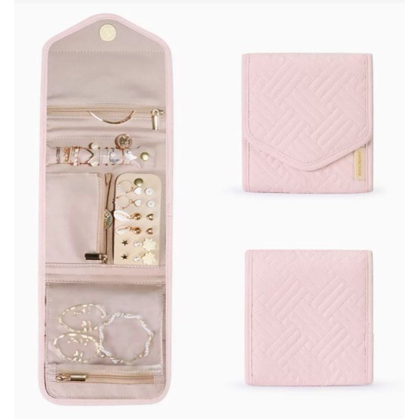 Bolsa de joyería, joyero de viaje portátil, bolsa de almacenamiento de joyas plegable multifuncional, adecuada for collares y aretes, viajes a casa