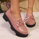thumbnail image 3 of Xucatan Women's Patent Leather Tassel Loafers, Chunky Sole Slip-On Flat Shoes, Classic British Style Casual Shoes for Women, Plus Size Uniform Shoes Gift, 3 of 7