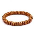 thumbnail image 1 of Nvzi Pulsera elástica con cuentas de madera para hombre, color marrón claro, 1 of 4