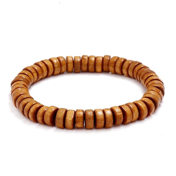 Namzi Mens Womens Wood Beaded Stretch Bracelet - Light Brown