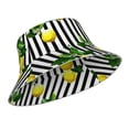 thumbnail image 2 of Easygdp Lemons On Striped Double-Sided Reflective Fisherman Hat,Sun Visor,Casual Hat,Fluorescent Hat,Suitable For Outdoor And Night Walking,Unisex, 2 of 9