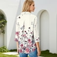 thumbnail image 6 of Women's 3/4 Sleeve V Neck Blouse Solid Color Work Casual Regular Collared Top with Button Closure for Office Business and Daily Casual Outfits, 6 of 7