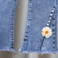 thumbnail image 4 of Girls Jeans Fashion Elastic Waist Denim Pants Bowknot Casual Flare Jean with Pockets School Clothes for Kids Size 1-6, 4 of 7