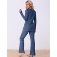 thumbnail image 4 of DARING DIVA Women's Ribbed Knit Lounge Set Pajama Sets Matching Outfits M Navy Blue, 4 of 7