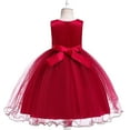 thumbnail image 3 of Fancifize Girls' Bow Tulle Party Dress (3-10Y) - Flower Girl Tutu for Birthday Wedding Sleeveless Formal Gown, 3 of 4