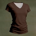 thumbnail image 5 of Womens Short Sleeve T Shirts V Neck Tops Summer Trendy Comfy Casual Basic Tee Shirt Brown XL, 5 of 5