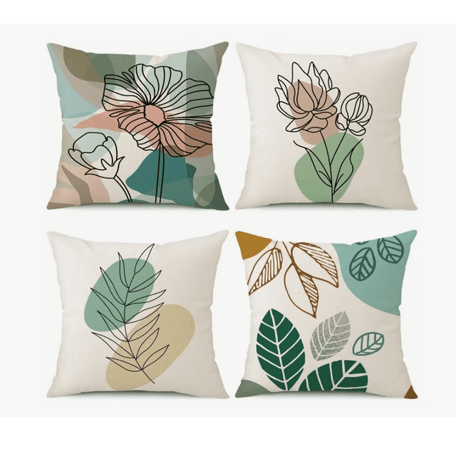Xtellar 4 Fundas Para Cojines Decorativos Lino Estilo Abstracto 45cm