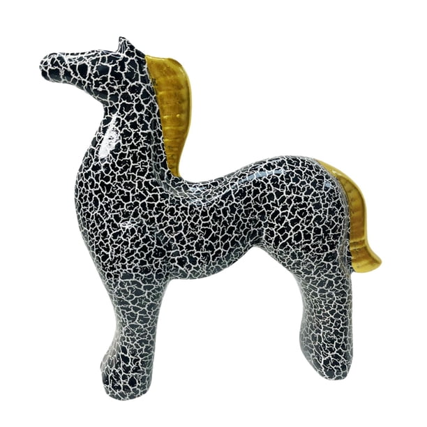 Estatua de caballo, figura decorativa para el hogar, regalo para amantes, adorno Feng Shui, figura de resina para escritorio Negro