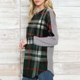 thumbnail image 3 of Plaid Gingham Pullover Drop Shoulder Manga larga Plaid Pullover Crewneck Loose Gingham Camisa para Mujer Verde S, 3 of 6