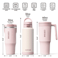 thumbnail image 3 of Carote 3PCS Insulated Stainless Steel Tumbler Set with Handles, 40oz,32oz*2, Leak-Proof Travel Mugs, Double Wall Vacuum, Pink, 3 of 6