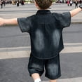 thumbnail image 5 of REDARER Boys Short Sleeve Lapel Button Chest Pocket Denim Shirt Knee Length Shorts 2Pc Summer Casual Play Outfit,3-4 Years, 5 of 5