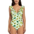 thumbnail image 2 of Goofa Cartoon Fruit Print Women's Ruffled One Piece Swimsuit V Neck, 2 of 7
