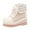 Beige, variant on Women's Cute Lace Ankle Platform Boots Color Blocking Wedge Wide Toe BoxLace Up Short Dress Booties