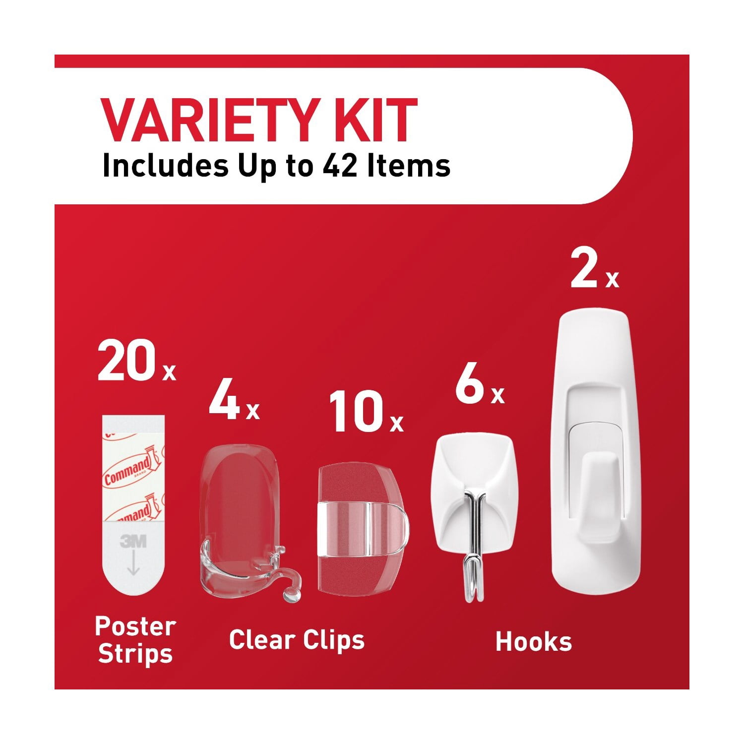 Command Hooks Hang and Decorating Kit, Holds 3 lbs, White, Damage Free Variety Pack