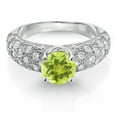 thumbnail image 2 of Gem Stone King 925 Sterling Silver Yellow Lemon Quartz and White Moissanite Engagement Ring for Women (1.54 Cttw, Round 7MM, Gemstone, Size 9), 2 of 3