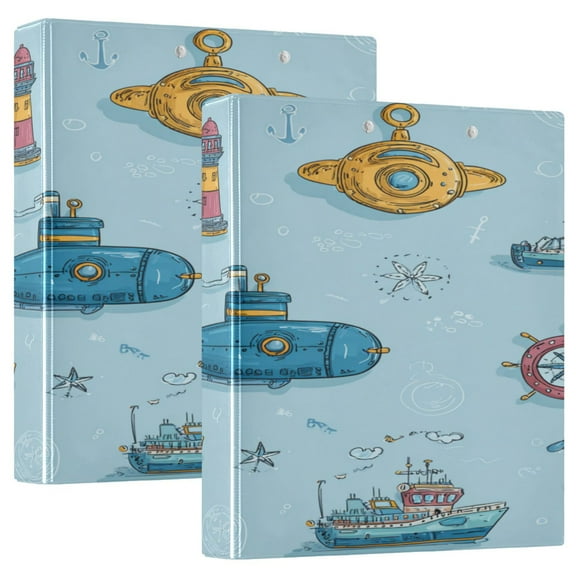 3 Ring Binder 1.5 inch Round Rings with Interior Pockets Binders Organizer Office School 1Pack Submarines
