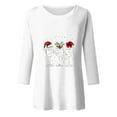 thumbnail image 4 of Fiaer Christmas T Shirts for Women V Neck Crew Neck Shine Glass Holiday Tee 3/4 Sleeve Fall Loose Fit Plus Size Fashion Casual Xmas Tops White XL, 4 of 4