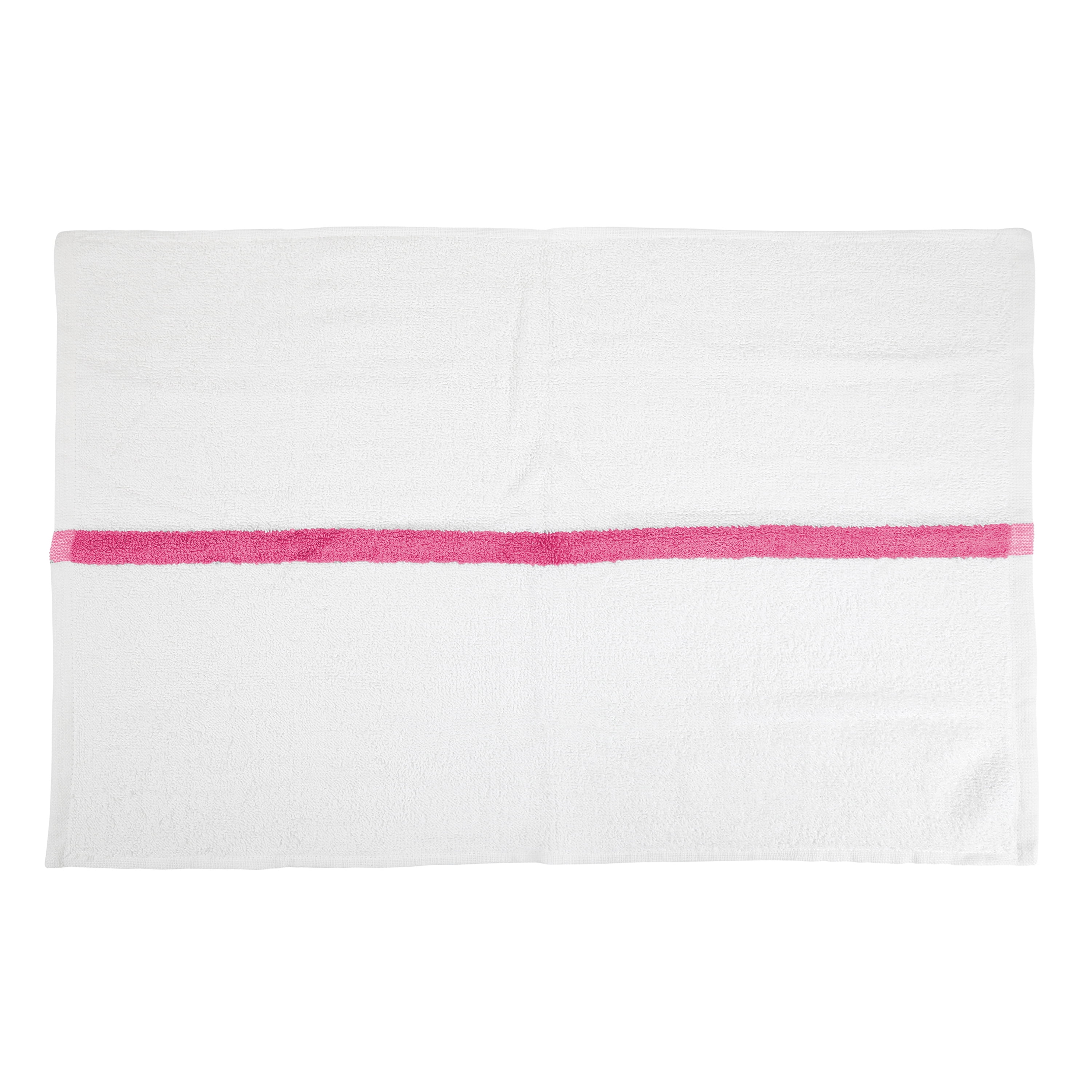 Arkwright Power Gym Bath Towels (6 Pack), 22x44 in., White with Pink Stripe, Soft Cotton