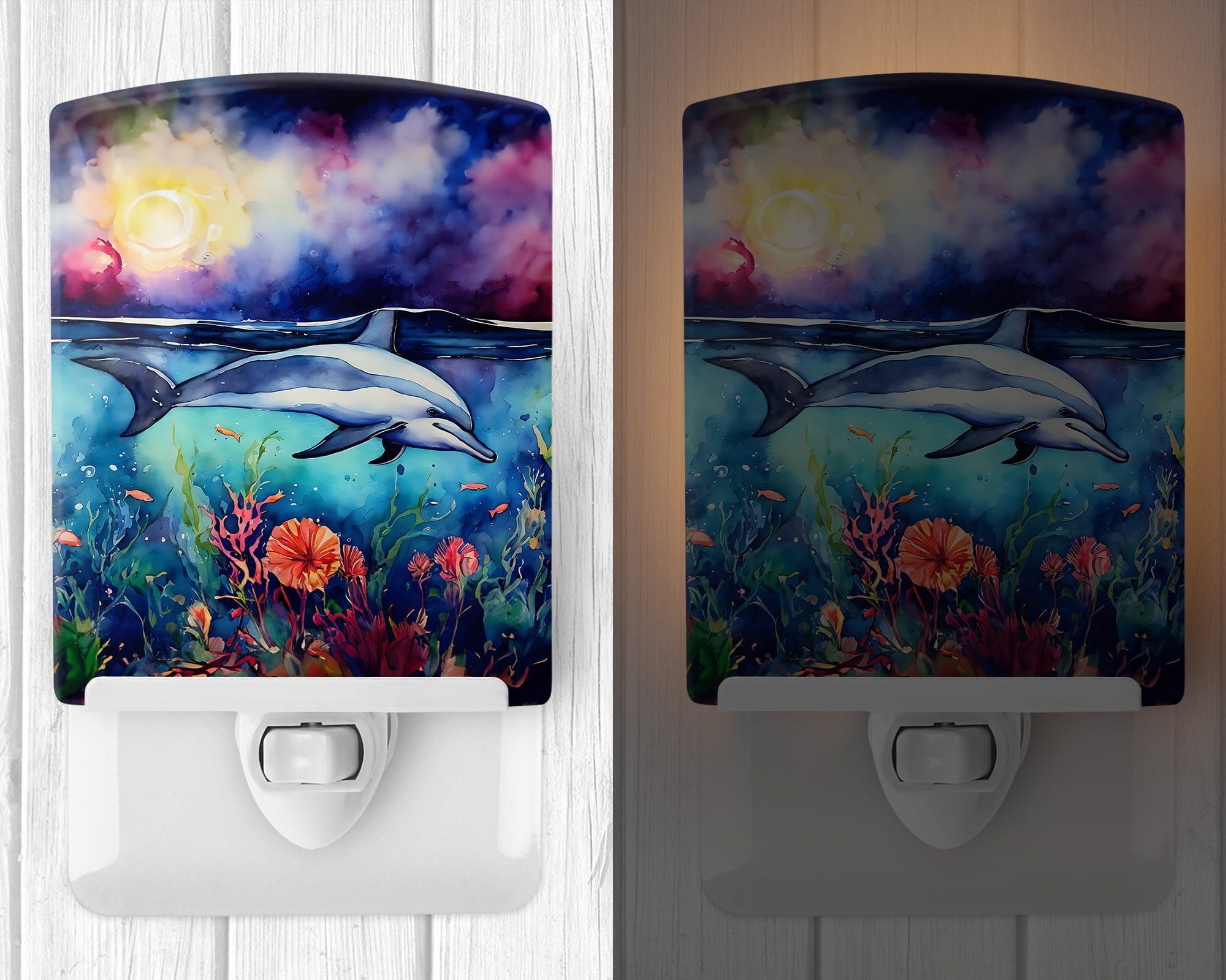 Dolphin Ceramic Night Light 4 in x 6 in