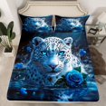 thumbnail image 2 of jejeloiu Wild Leopard Cheetah Queen Sheet Sets,Blue Rose Flower Bed Set For Girls Women 4-Piece, 2 of 7