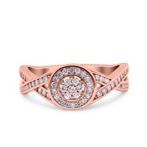 Black Tone, Simulated Cubic Zirconia Size-5 Half Eternity Halo Art Deco Ring Wedding Engagement Infinity Band 925 Sterling Silver