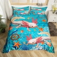 thumbnail image 2 of Erosebridal Housse de Couette Axolotl Mignonne Simple, Literie Animaux Marins Taille Simple, Rose Bleu, Réversible 2 Pcs, (Sans Couette), 2 of 6