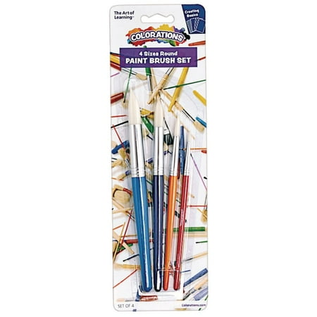 UPC: 0191487028417 | Colorations Round Paint Brushes – Set of 4 Assorted Sizes
