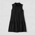 thumbnail image 6 of ClodeEU Women's Sleeveless Collared Shirt Dress, Casual Solid Color Ruffled Hem Tunic Mini Dress Black,Women's Plus L, 6 of 6