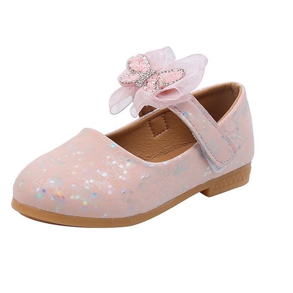 JINMGG Clearance Items Children Kids Baby Girls Crystal Butterfly-Knot Princess Shoes Single Shoes