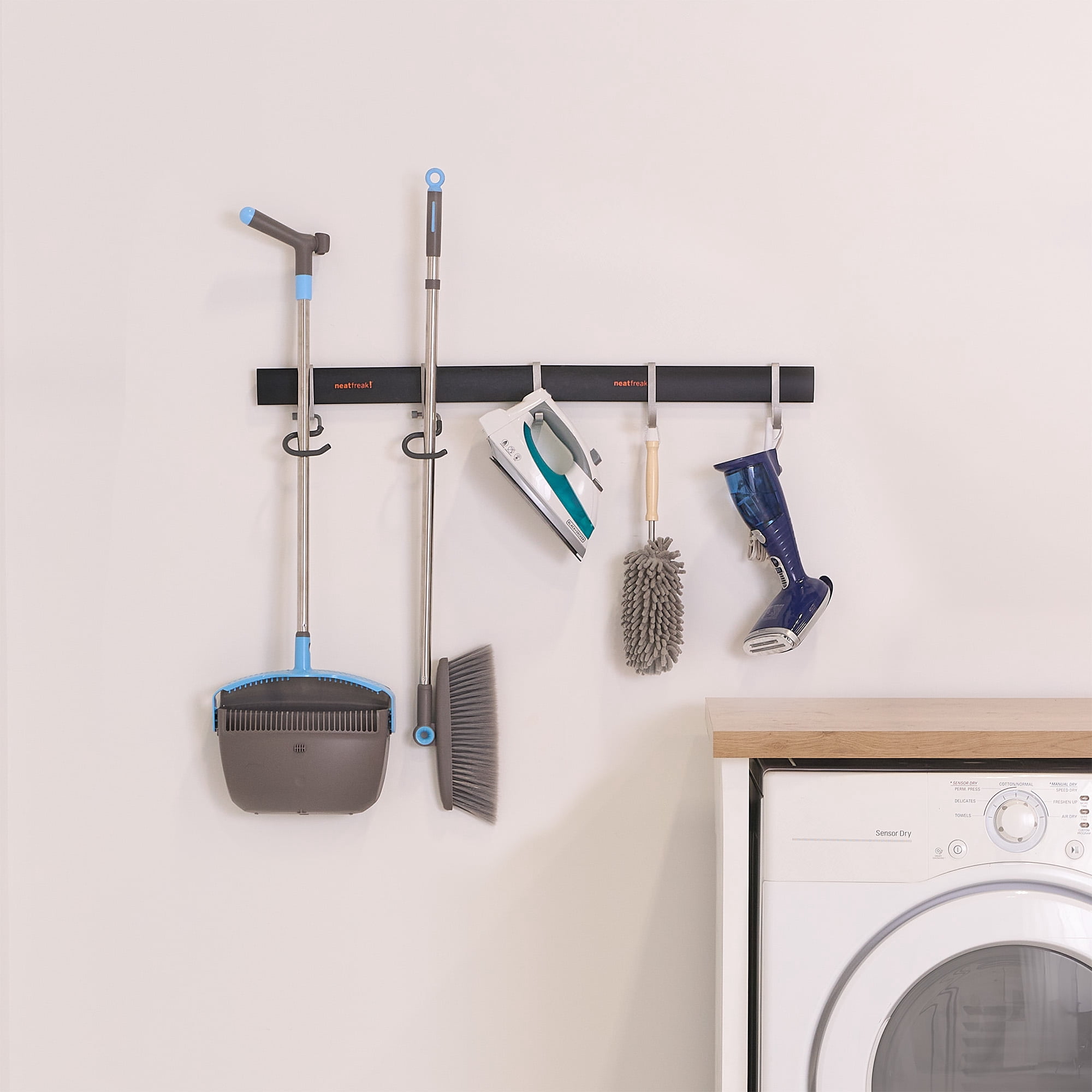Neatfreak 7PC Garage Organizer 2x17" Tracks w/ 5 Hooks, Heavy-Duty Metal Wall Storage Solution
