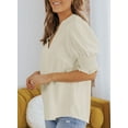 thumbnail image 4 of SHEWIN Blouses for Women Dressy Casual Summer Puff Ruffle Short Sleeve Shirt Tops Apricot, 4 of 7