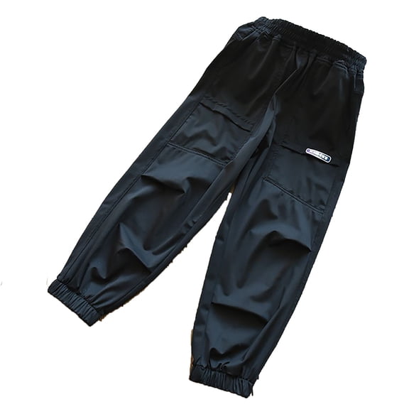 Likimi Toddler Girls Cargo Pants Straight Leg Print Elastic Waist Comfortable Summer Trousers With Pocket Black Size 4-5 Years