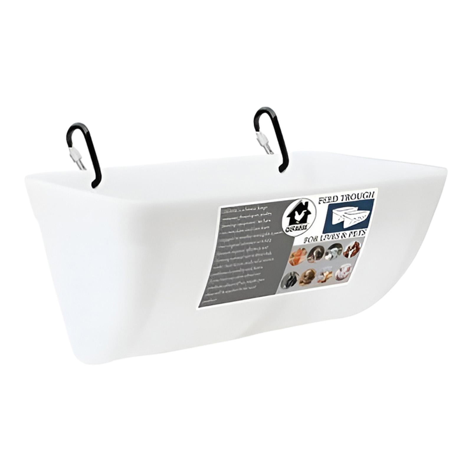perfeclan Waterer, Bucket, Feeding Trough, Feeding Bowl, Automatic Feeder, Hanging Fence, Feeding Trough for Cats, Piglets, Hamsters, Small Animals Outdoor White