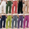 thumbnail image 2 of Pantalones holgados explosivos de algodón y lino, de pierna ancha, casuales, de primavera y verano para mujer., 2 of 6